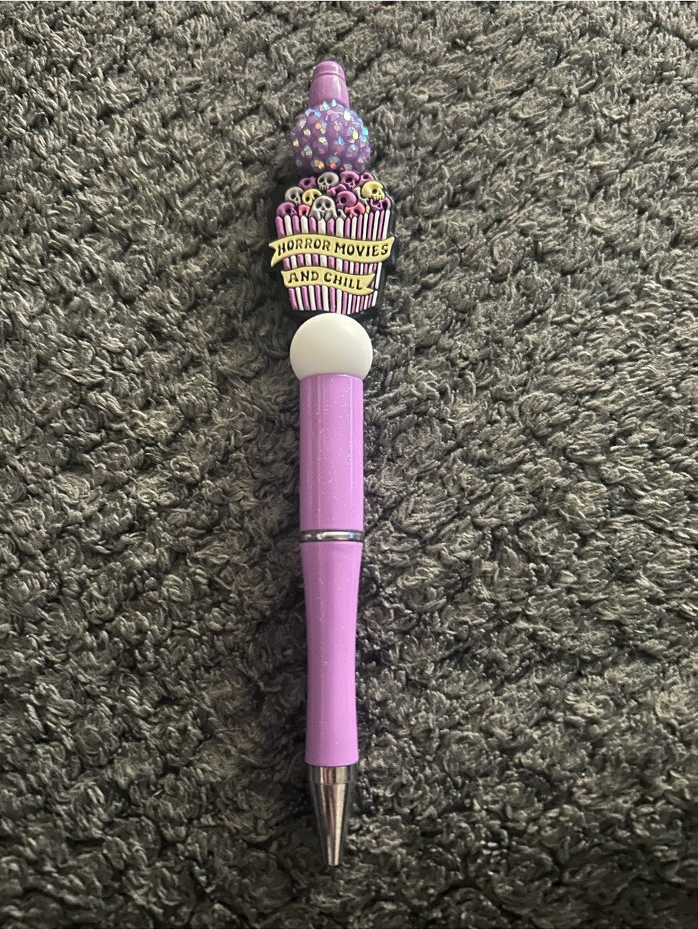 Handcrafted Purple Novelty Popcorn Pen - Horror Movies and Chill